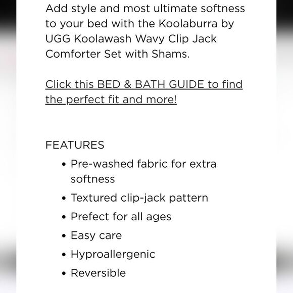 Koolaburra By Ugg Koolawash Wavy Clip Jack Comforter Set w/Shams- Turbulence - Picture 8 of 13